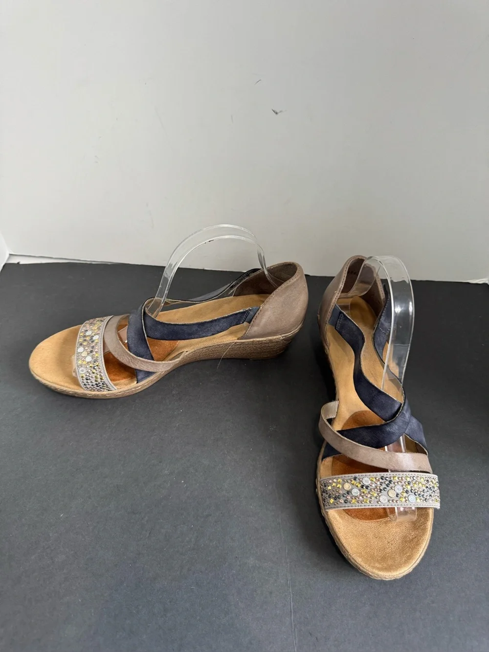 Rieker 62405-42 wedge leather Women's Embellished Strappy Wedge Sandals. EU 4